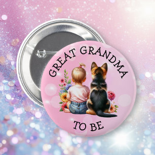 Baby en puppy overgrootmoeder worden Baby shower Ronde Button 5,7 Cm