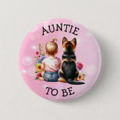 Baby en puppy tante worden Baby shower Ronde Button 5,7 Cm (Voorkant)