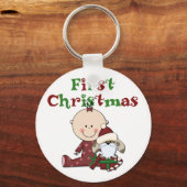 Baby en Santa Dog T-shirts Sleutelhanger (Voorkant)