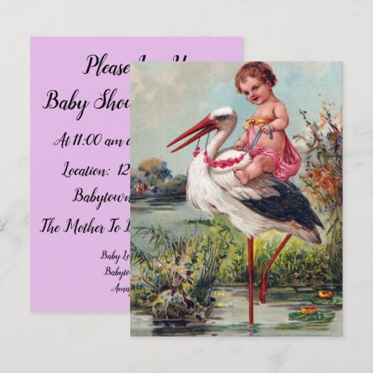 Baby en Stork (Voorkant / Achterkant)