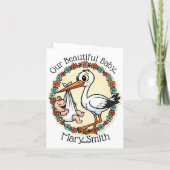 Baby en Stork Design  stijl Aankondiging (Achterkant)