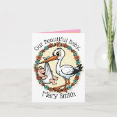 Baby en Stork Design  stijl Aankondiging (Voorkant)