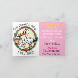 Baby en Stork Design  stijl Aankondiging