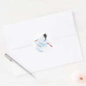 Baby en Stork Ronde Sticker (Envelop)