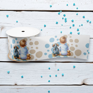 Baby en Teckel Puppy Baby shower Satijnen Lint