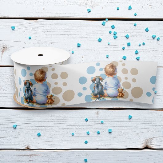 Baby en Teckel Puppy Baby shower Satijnen Lint