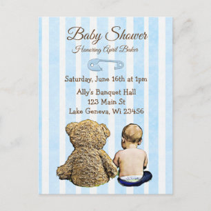 Baby en Teddy Bear Baby shower Briefkaart Invites