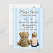 Baby en Teddy Bear Baby shower Briefkaart Uitnodig (Voorkant / Achterkant)