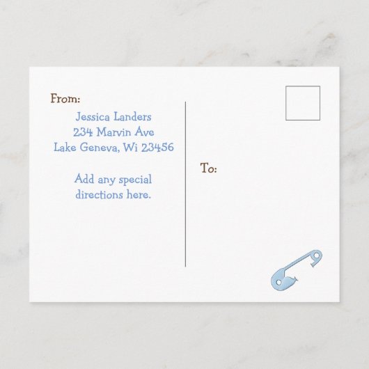 Baby en Teddy Bear Baby shower Briefkaart Uitnodig (Achterkant)