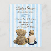 Baby en Teddy Bear Baby shower Briefkaart Uitnodig (Voorkant)