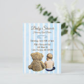 Baby en Teddy Bear Baby shower Briefkaart Uitnodig (Staand voorkant)