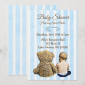 Baby en Teddy Bear Boys Baby shower Uitnodiging (Voorkant / Achterkant)