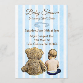 Baby en Teddy Bear Boys Baby shower Uitnodiging