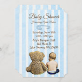 Baby en Teddy Bear Boys Baby shower Uitnodiging (Voorkant / Achterkant)