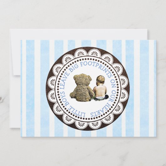 Baby en Teddy Bear Boys Baby shower Uitnodiging (Voorkant)