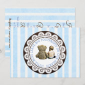 Baby en Teddy Bear Boys Baby shower Uitnodiging (Voorkant / Achterkant)