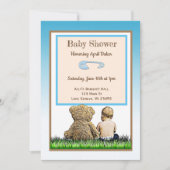 Baby en Teddy Bear Boys Baby shower Uitnodiging (Voorkant)