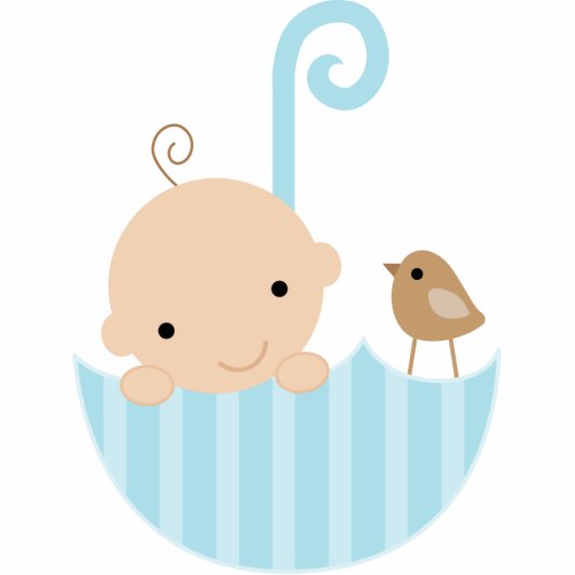 Baby en vogel in de Umbrella Cake Topper Staand Fotobeeldje (Voorkant)