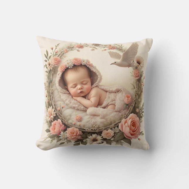 Baby en vogels kussen (Voorkant)