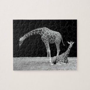 Baby en zwarte giraffen legpuzzel
