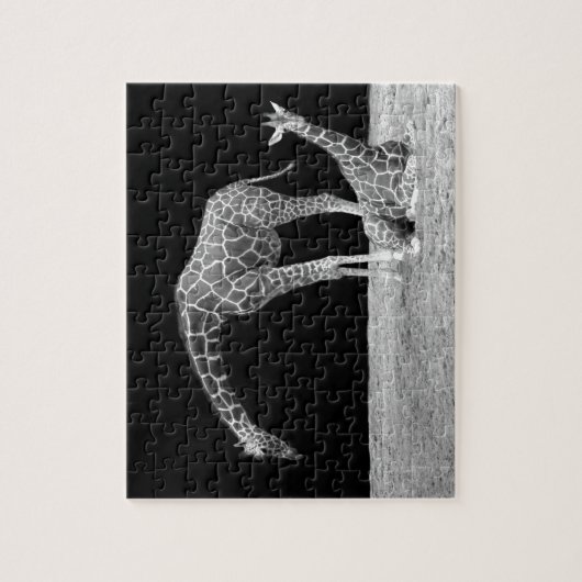 Baby en zwarte giraffen legpuzzel (Verticaal)