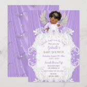 Baby Engel Lavendel Zilver Donkere Huidskleur Kaart (Voorkant / Achterkant)