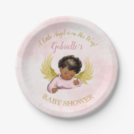 Baby Engel Meisje Roze Goud Afro-Amerikaans Papieren Bordje