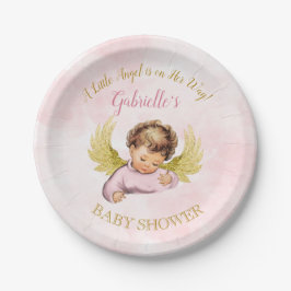 Baby Engel Meisje Roze Goud Kleine Engel Op Weg Papieren Bordje