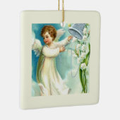 Baby Engel Met Blauwe Bel Keramisch Ornament (Rechts)