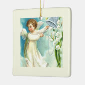 Baby Engel Met Blauwe Bel Keramisch Ornament (Links)