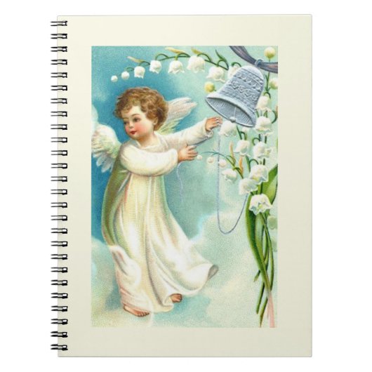 Baby-engel met blauwe bel notitieboek (Voorkant)