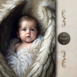 Baby Engel Met Zachte Vleugels Decoupage Tissuepapier