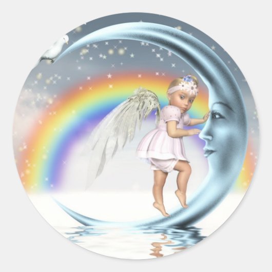 baby-engel ronde sticker (Voorkant)