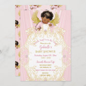 Baby Engel Roze Goud Meisje Afro-Amerikaans Kaart (Voorkant / Achterkant)