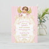 Baby Engel Roze Goud Meisje Kaart (Staand voorkant)
