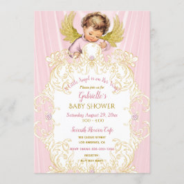 Baby Engel Roze Goud Meisje Kaart