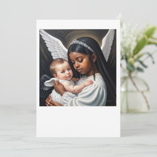 baby engelen kaart (Staand voorkant)