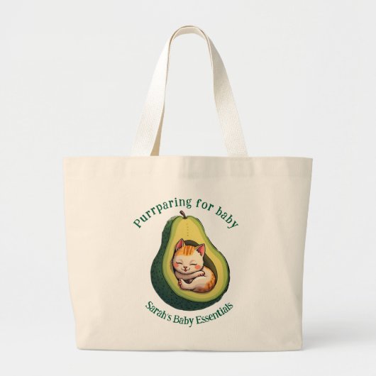 Baby Essentials Purrparing Avocado Cat Tote Bag (Voorkant)