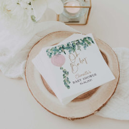 Baby Eucalyptus Pink Ballon Baby shower Servet