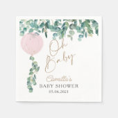 Baby Eucalyptus Pink Ballon Baby shower Servet (Voorkant)
