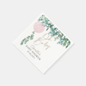 Baby Eucalyptus Pink Ballon Baby shower Servet (Hoek)