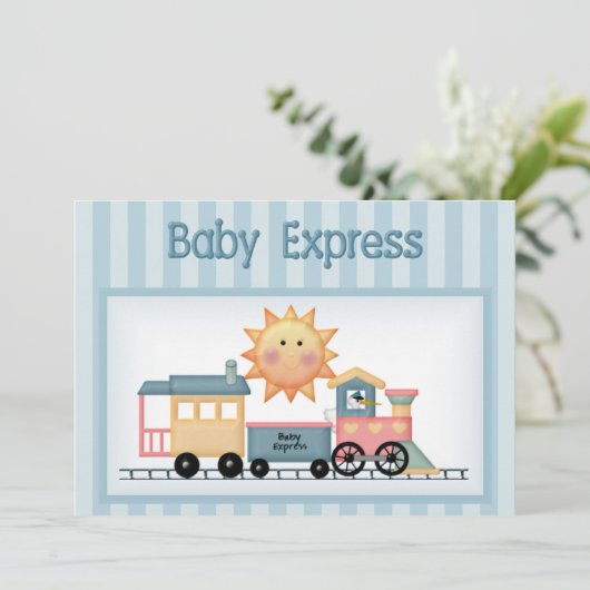 Baby Express Boy Baby shower Uitnodiging (Staand voorkant)