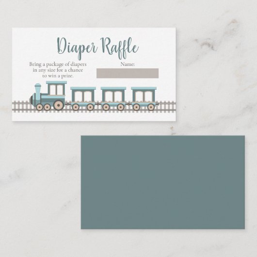 Baby Express Train Boy Baby shower Luier Raffle Informatiekaartje (Voorkant / Achterkant)