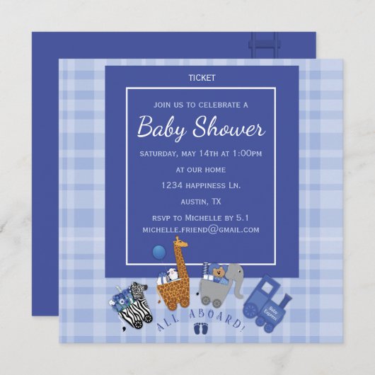 Baby Express-uitnodiging Save The Date (Voorkant / Achterkant)