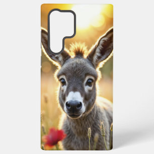 Baby ezel vredige natuur rode klaprozen veld samsung galaxy hoesje