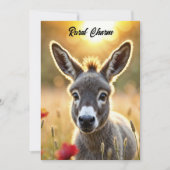 Baby ezel vreedzame natuur rode papaver veld kaart (Voorkant)