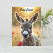 Baby ezel vreedzame natuur rode papaver veld kaart (Staand voorkant)