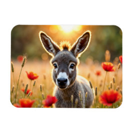 Baby ezel vreedzame natuur rode papaver veld magneet