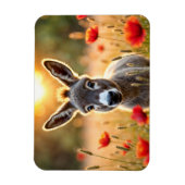 Baby ezel vreedzame natuur rode papaver veld magneet (Verticaal)