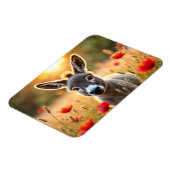 Baby ezel vreedzame natuur rode papaver veld magneet (Linkerzijde)